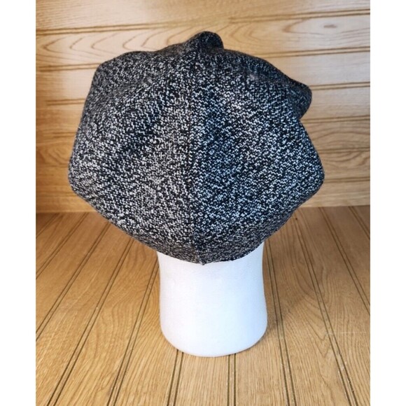 Nine West Womens Black Cadet Cabbie Newsboy Cap Hat With Black Bow Cute ! - Picture 3 of 7